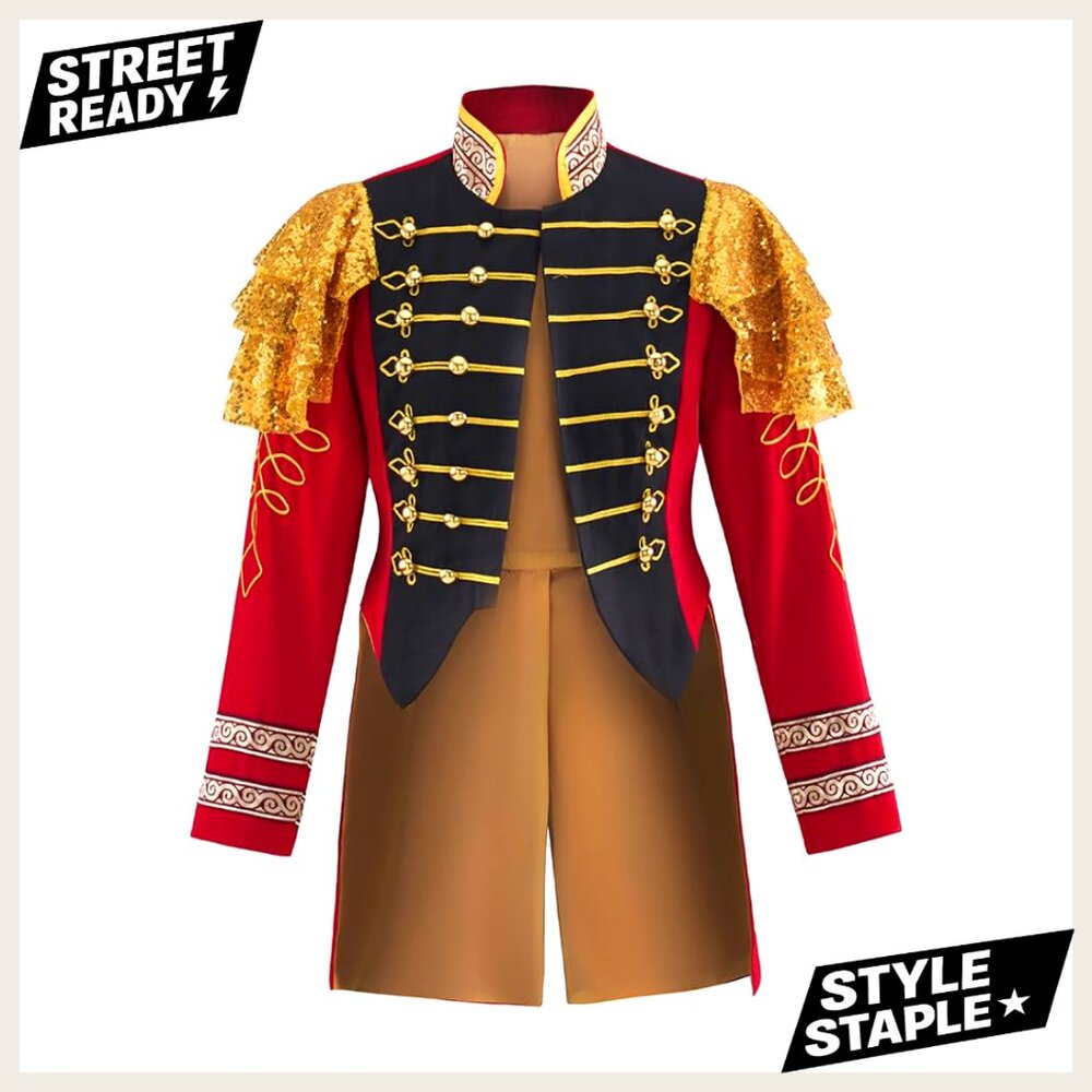 Military Officer Tailcoat Jacket Long Sleeve Embroidered Steampunk Costume